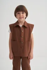 Gabardin Yelek 2-7 Yaş Kahve