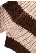 Selanik Çizgili Triko Kazak 2-8 Yaş Kahve