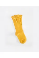 Chaussettes hautes pour filles de 2 à 9 ans, jaune moutarde