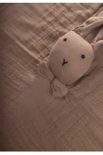 Compagnon de couchage en mousseline de lapin (lavé) 40 x 40 cm, couleur terre