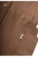 Short Linen Overalls with Side Pockets 2-7 Years Caramel