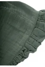 Tie-Up Ruffled Muslim Baby Hat, 0-2 years, Khaki Green