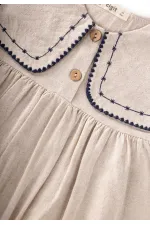 Linen Collar Dress, Ages 2-7, Natural