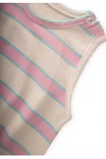 Çizgili Zıbın 0-3 Yaş Pudra Mavi Çizgili