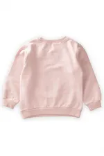 Sweat-shirt à sequins imprimé floral pour enfant de 1 à 6 ans, couleur poudre