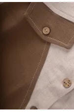 Chemise en lin bicolore 2-7 ans Naturel-Caramel