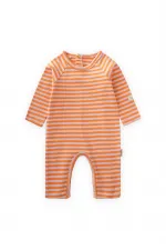 Çizgili Triko Tulum 0-3 Yaş Pudra Şeftali