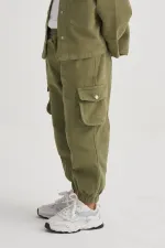 Gabardin Kargo Pantolon 2-7 Yaş Haki Yeşil