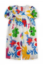 Salopette en popeline pour enfants de 2 à 7 ans, motif écru