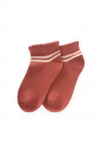 Çemberli Güpürlü Çocuk Patik Çorabı 5-12 Yaş Kiremit