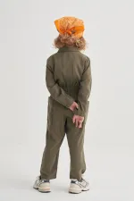 Tencel Önü Fermuarlı Tulum 2-7 Yaş Haki Yeşil