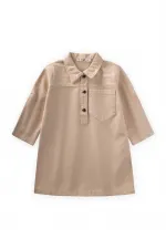 Robe en gabardine teinte beige, 2-7 ans