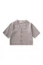 Keten Kalın Taba Dikişli Ceket 2-7 Yaş A Gri