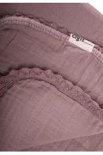 Couverture bébé en mousseline double épaisseur avec bordure à pompons, 100 x 100 cm +/- 3 cm, cuivre