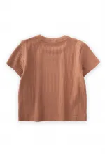 Basic Fitilli T-Shırt 0-12 Ay Kahve