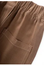 Kontrast Dikişli Keten Pantolon 2-7 Yaş Caramel