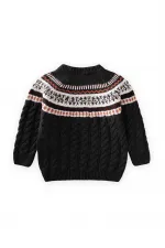 Desenli Triko Kazak 2-8 Yaş Antrasit