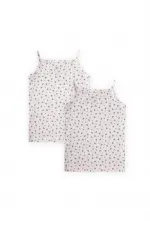 Two-Piece Strappy Girls' Tank Top, Ages 2-11, Off-White and Navy Floral