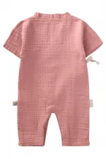 Salopette croisée en mousseline bio 0-9 mois corail