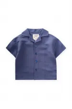 Chemise hawaïenne rayée en modal, 1-8 ans, bleu indigo