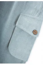 Çift Körük Cepli Keten Pantolon 2-7 Yaş Mavi