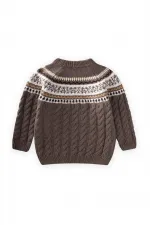 Desenli Triko Kazak 2-8 Yaş Vizon