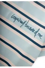 T-shirt à larges rayures brodées pour enfants de 2 à 10 ans, rayures turquoise et bleu marine