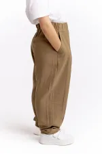 Pantalon en lin à plis plats, jambes et taille fermées, 2-7 ans, couleur caramel