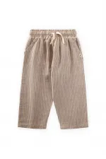 Müslin Pantolon 1-10 Yaş Bej İnce Çizgili