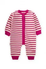 Salopette rayée en maille fuchsia pour bébé de 0 à 3 ans