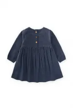 Robe en velours bleu marine pour enfants de 1 à 8 ans