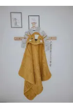 Aslan Figürlü Bebek Havlu 75x75 cm Hardal Sarı