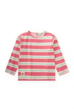 Çizgili Uzun Kollu T-Shırt 2-8 Yaş Pembe Yeşil Çizgili