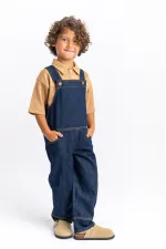 Salopette en jean avec poches latérales pour enfants de 2 à 7 ans, bleue