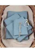 Parure de lit en mousseline avec pochette 100 x 135 cm +/- 3 cm, drap-housse 120 x 150 cm, taie d'oreiller 35 x 45 cm, vert menthe