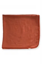 Dantel İşlemeli Tekkat Müslin Battaniye 100X100 cm +/- 3 cm Rust