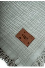 Müslin Dört Kat Yatak Örtüsü 200X220 Cm Mint Yeşili