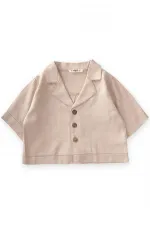 Keten Kalın Taba Dikişli Ceket 2-7 Yaş Naturel