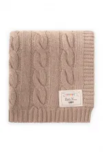 Saç Örgü Triko Battaniye 80X100 Cm (+/-5 Cm) Bej