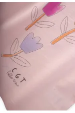 Renkli Lale Baskılı Kız T-Shırt Takım 1-7 Yaş Pudra Pembe