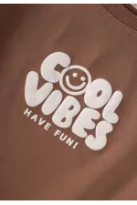 Ensemble imprimé Cool Vibes pour enfants de 2 à 7 ans, marron