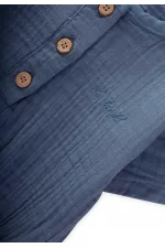 Organik Müslin Zıbın 0-3 Yaş İndigo Mavi