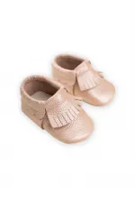 Deri Bebek Ayakkabı 17-21 Numara Pudra