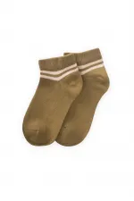 Chaussettes bottines rayées brutes pour enfants de 5 à 12 ans, vert pétrole