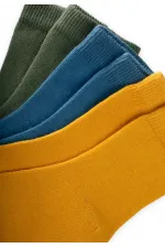 Lot de trois paires de chaussettes pour enfants (3-10 ans) : moutarde, indigo, kaki