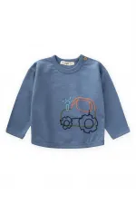 Traktör Nakışlı Sweatshirt 0-4 Yaş İndigo Mavi