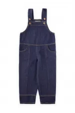 Salopette en jean avec poches latérales pour enfants de 2 à 7 ans, bleue