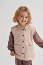 Gabardin Yelek 2-7 Yaş Bej