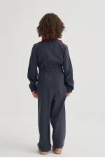 Tencel Önü Fermuarlı Tulum 2-7 Yaş Lacivert