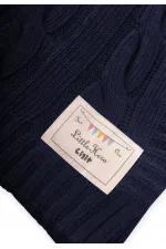 Couverture tricotée en laine, 80 x 100 cm (+/- 5 cm), bleu indigo